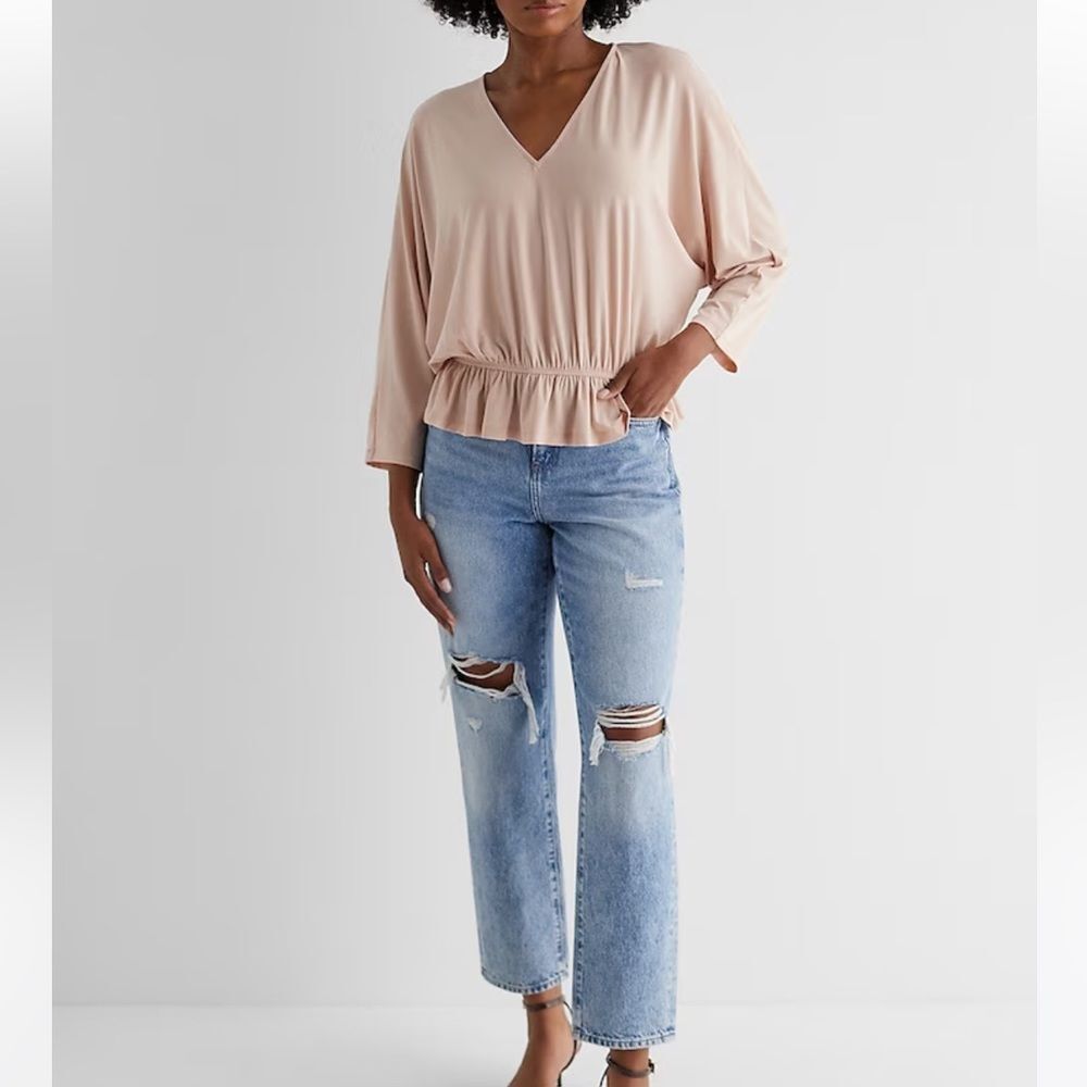 Express Ruched Peplum Top - Picture 2 of 8